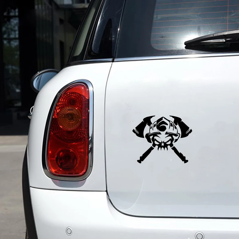 

Car Sticker Personalized Window Firefighter Skull Face Reflective Sticker on Car Funny 3D Decal Motorcycle Stickers KK 19*15CM