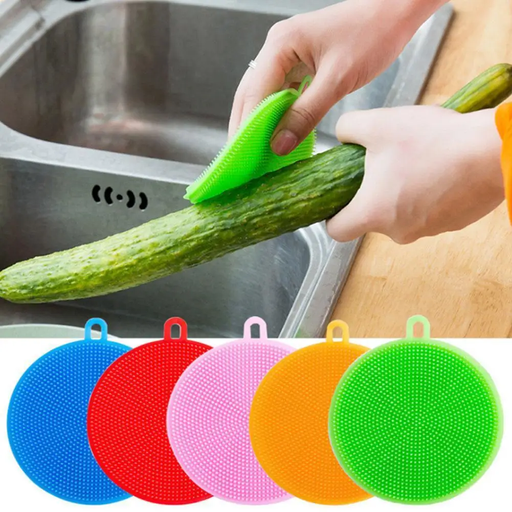 

Multi-function Color Silicone Dishwashing Brush Kitchen Household Double-sided Cleaning Brush Dish Cloth Decontamination Non-sti