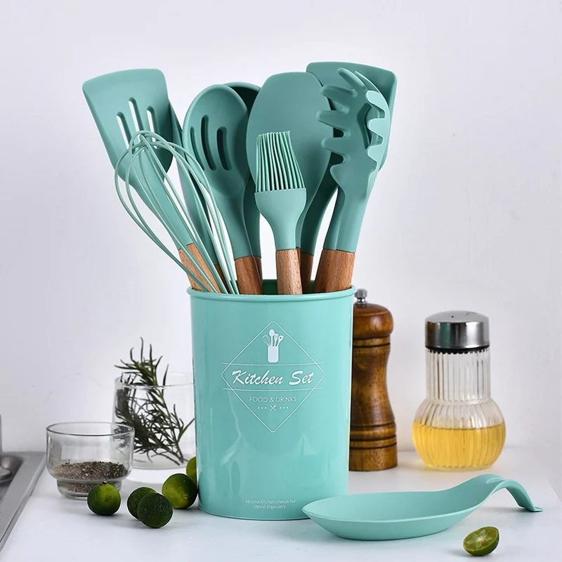 

9/11/12pcs Cooking Tools Set Premium Silicone Kitchen Cooking Utensils Set with Storage Box Turner Tongs Spatula Soup Spoon
