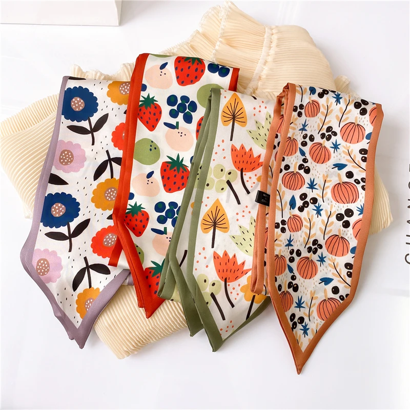 

Lange Zijden Sjaal Vrouwen Skinny Hals Haarband Bag Tie Ontwerp Print Lady Foulard Lint Sjaals Hoofdband 2020 Nieuwe