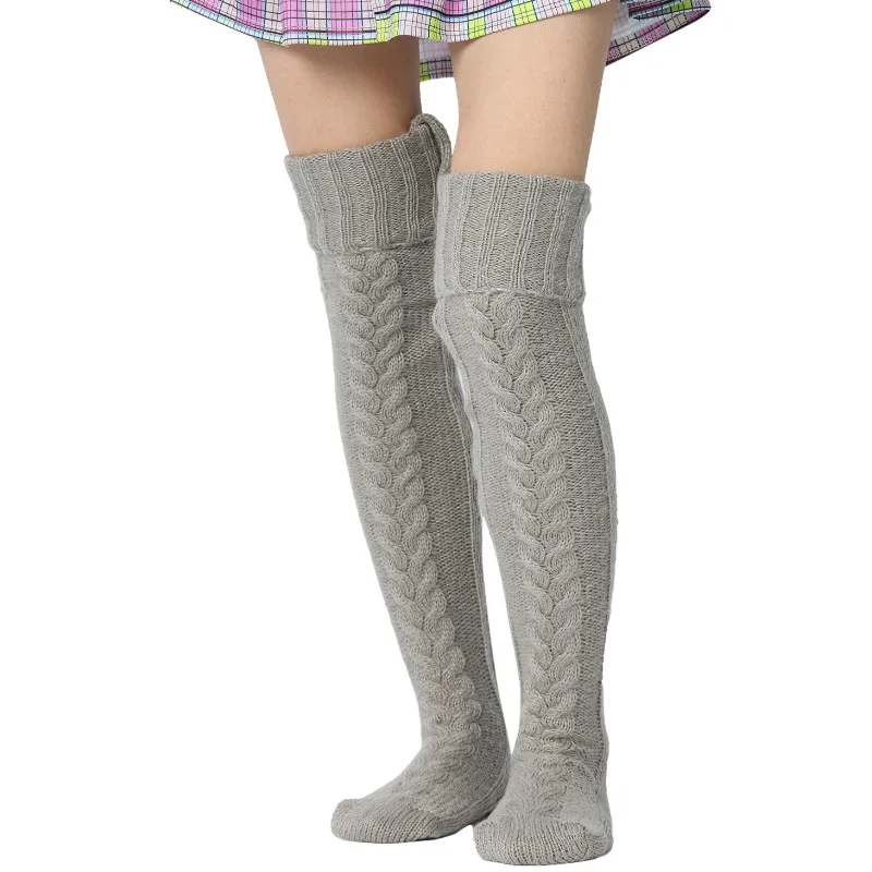 Female Long Knee Sock Women Autumn Winter Knitted Socks Womens Stockings Casual Cotton Thigh High Over Knee High Socks Girls