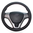 Черная мягкая искусственная кожа Мужская прошитая вручную чехол рулевого колеса автомобиля для Hyundai генезис купе 2009-2016 Rohens купе 2009
