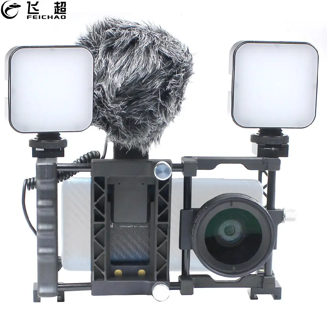 

Smartphone Vlog Living Stream Kit Wide Angle & Macro HD Camera Lens Microphone LED Light Handheld Tripod Stabilizer Rig Bracket