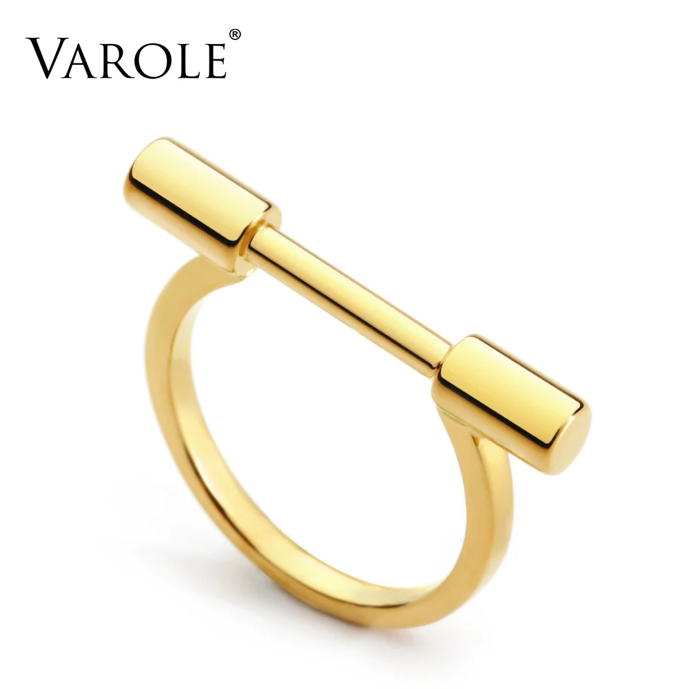 

VAROLE Contracted cylindrical Ring Gold Color Rings For Women Accessories Finger Fashion Jewelry Gifts Anillos