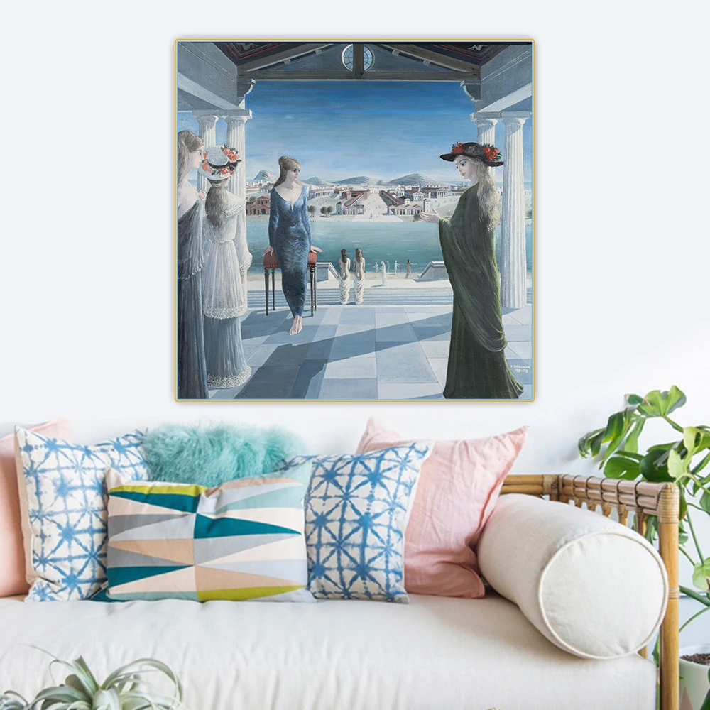 Цитон Пол Дельваux 《Муна город》Свереализм Холст Картина Маслом Плакат Фон