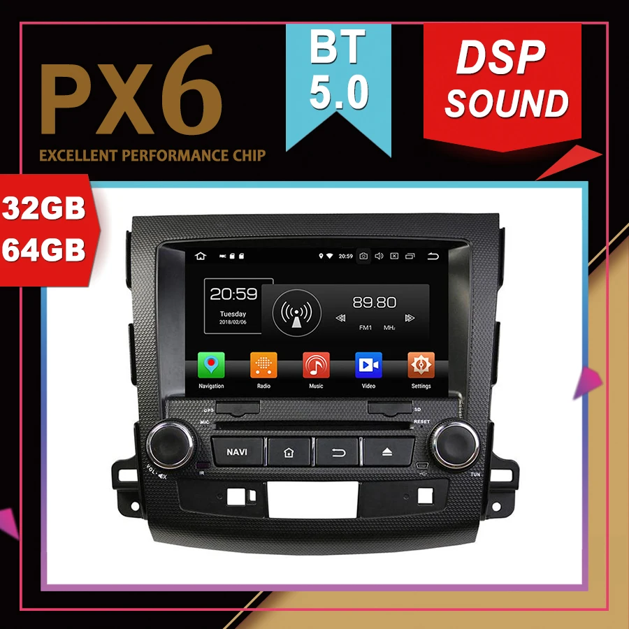 Автомобильный мультимедийный GPS PX6 с отличными характеристиками Android 9 0 для MITSUBISHI