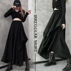 Модная черная юбка миди в стиле ретро, панк, готика, женская уличная одежда, юбка-карго, плиссированная Асимметричная длинная юбка в стиле Харадзюку