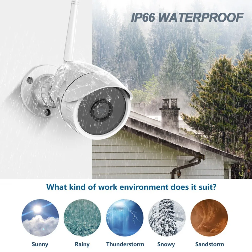 Наружная водонепроницаемая IP камера 1080P 2 МП беспроводная цилиндрическая с Wi Fi