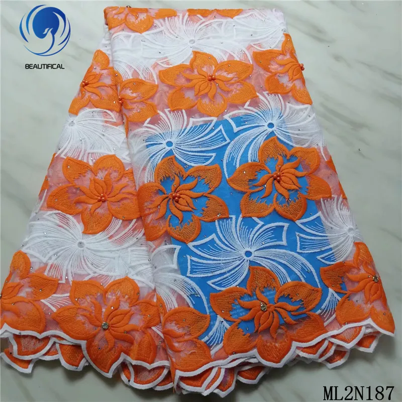 Красивые африканские кружевные ткани красивая вышивка орхидеи тюль с бусинами