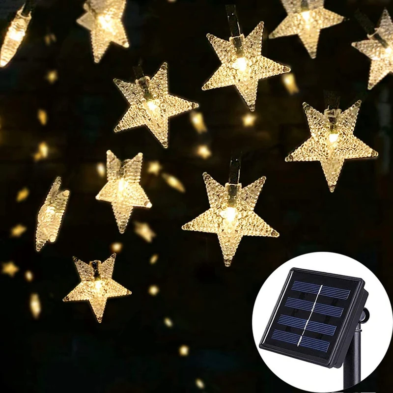 

50 LED Solar Star String Lights,Solar Copper Wire Fairy Lights,for Home Decoration Courtyard Garden Party (Warm White)