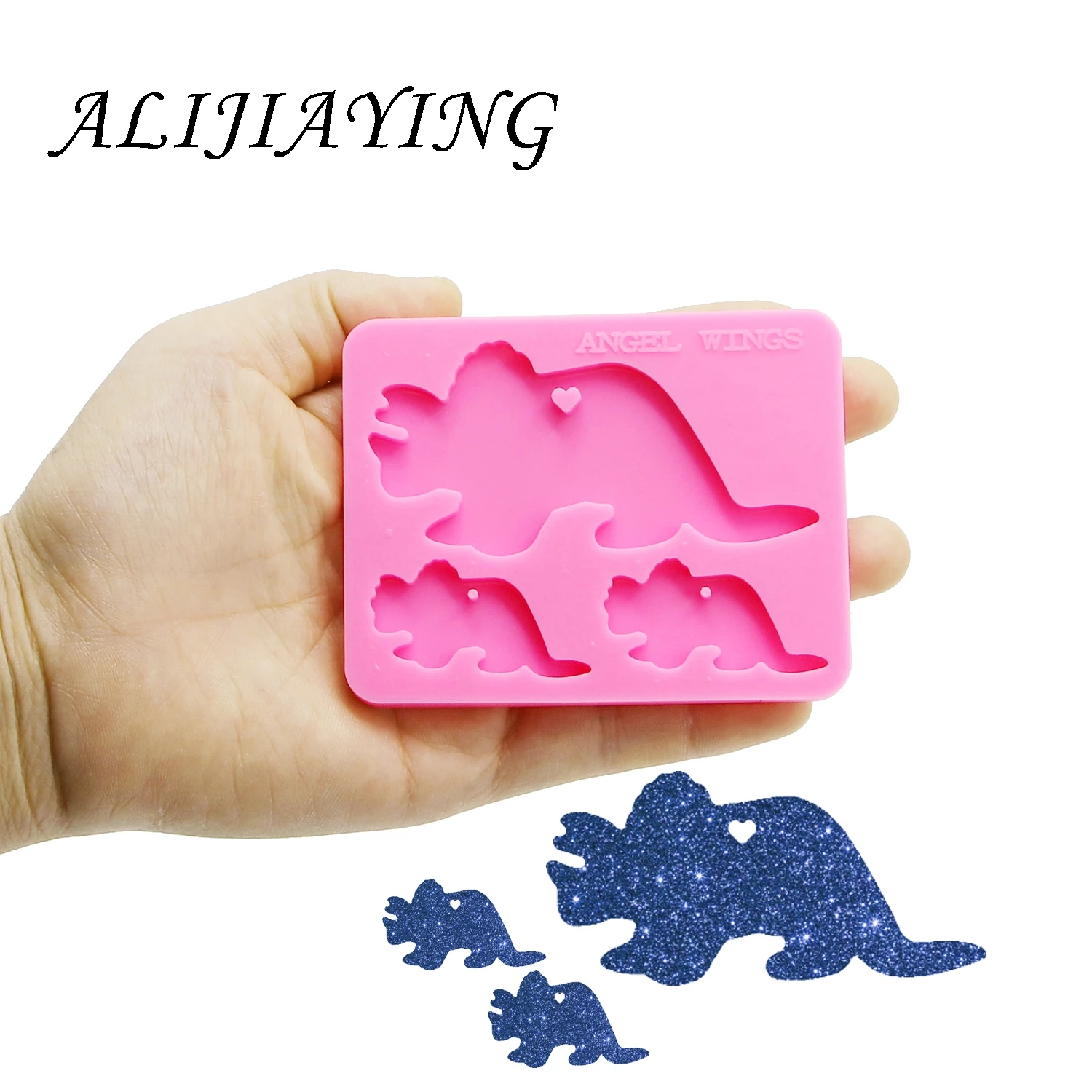 Блестящая силиконовая форма для украшения брелока динозавра семьи мамы ребенка