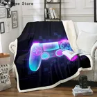 Подростковый геймпад, плюшевое покрывало для кровати, детское одеяло для видеоигр, 3D игровой джойстик, одеяло Sherpa s, современный геймер, D-Pad