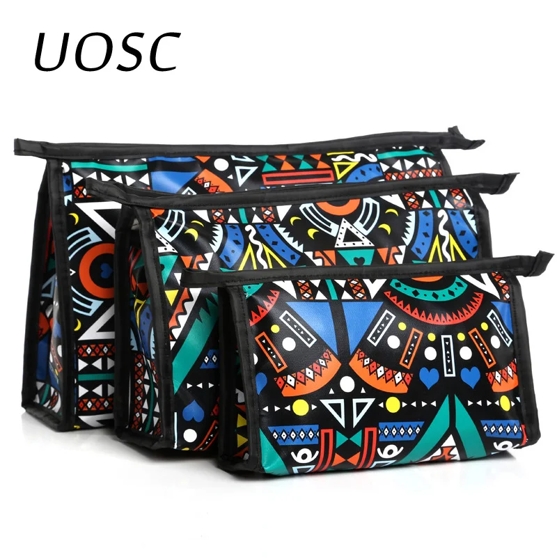 Black blue UOSC, стиль, 3 шт., косметичка, для туалетных принадлежностей, для путешествий, для мытья, для макияжа, чехол, сумка, наборы, кожаный материал, для путешествий, косметичка, viaje - Цвет: Black blue
