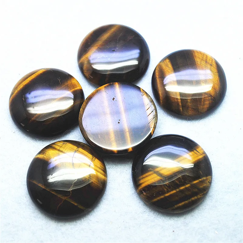 4PCS Yellow Tiger Eye Stone Cabochons Round Shape 30MM For Fashion Jewelry Designs Or DIY Making Free Shipping Wholesale Price | Украшения