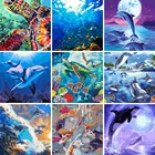 картина по номерам животное Дельфин рисуй сам хобби краска раскраска Лиса живопись по номерам рыба  морское дно Набор для рисования по номерам, 4 звезды, 28 цветов