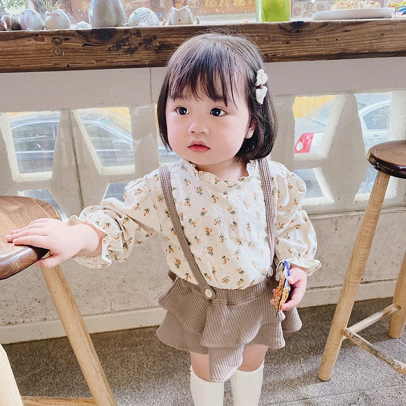 

Комплекты одежды для новорожденных мальчиков и девочек, однотонный комбинезон с оборками и длинным рукавом и шорты с высокой талией, одежда...