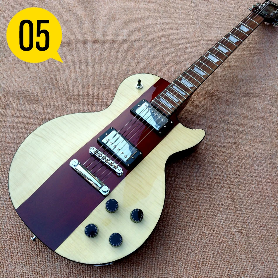Rosewood Fingerboard Electric Guitar Yellow Binding Tobacco Burst Maple Top Solid Mahogany Body | Спорт и развлечения