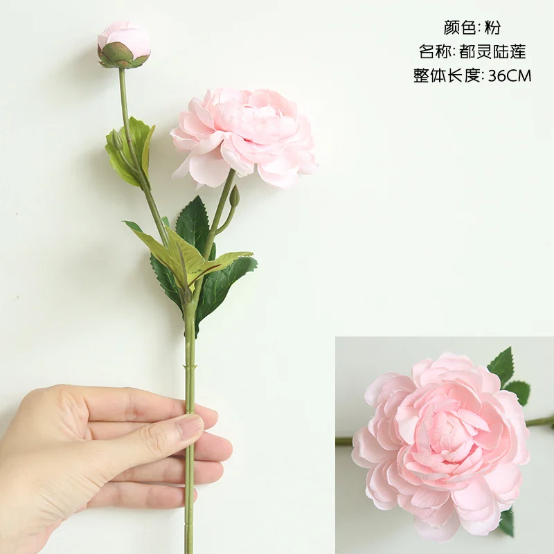 Pink 36 см розовый Искусственный Пион из шелка, букет цветов, 2 головки, искусственные цветы для дома, свадебное украшение, для дома, сделай сам, цветок на стену - Цвет: Pink