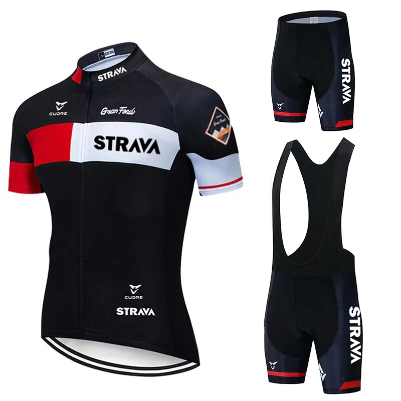 STRAV Men's Cycling Jersey Sets Summer Short Sleeve Breathable Road Mountain Bicycle Suit Bike Team Clothing Riding Ropa Ciclism