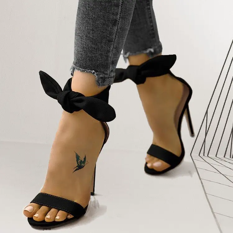

NAUSK 2021 New Sandals for Women Fashion Sexy Bow Lace-up Open Toed High Heels Shoes Casual Party Pumps Women Zapatos Mujer