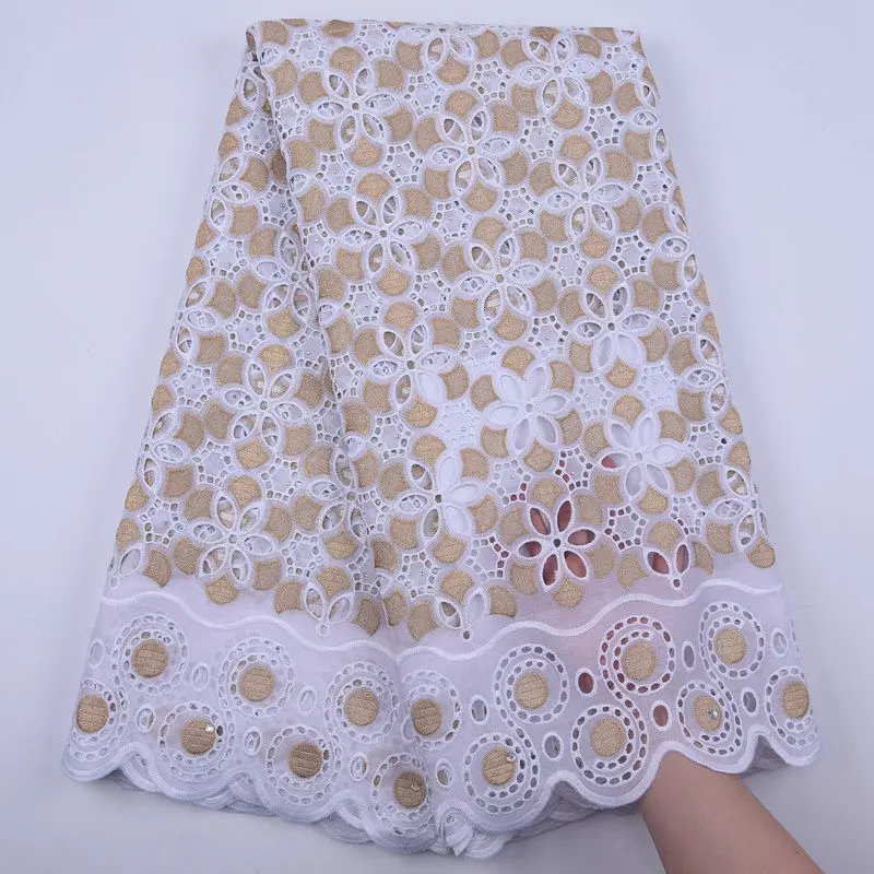 Белое и Золотое Высокое качество африканская кружевная ткань с отверстиями