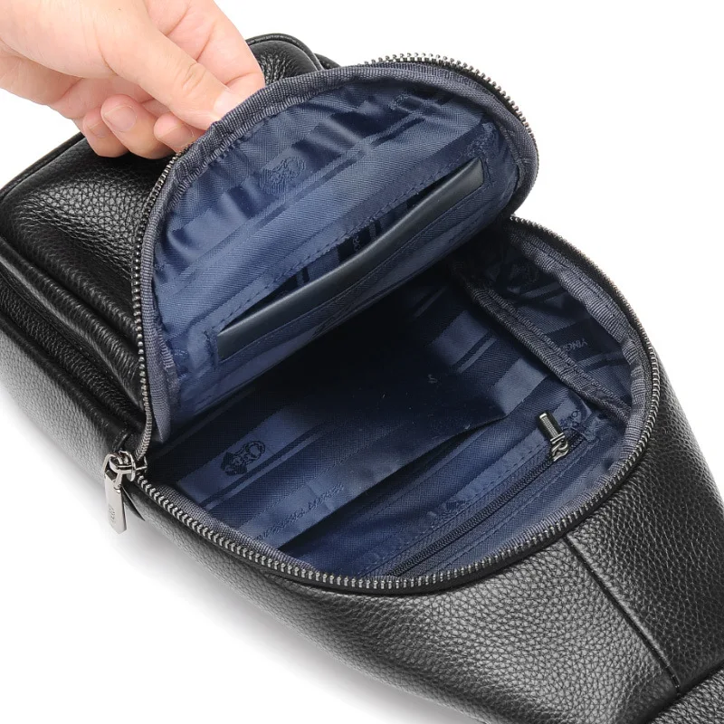 

Toy Layer Cowhide Men's Chest Bag New Fashion Shoulder Cross body Bag Male Casual Travel BagMessenger bag Soft Handbag