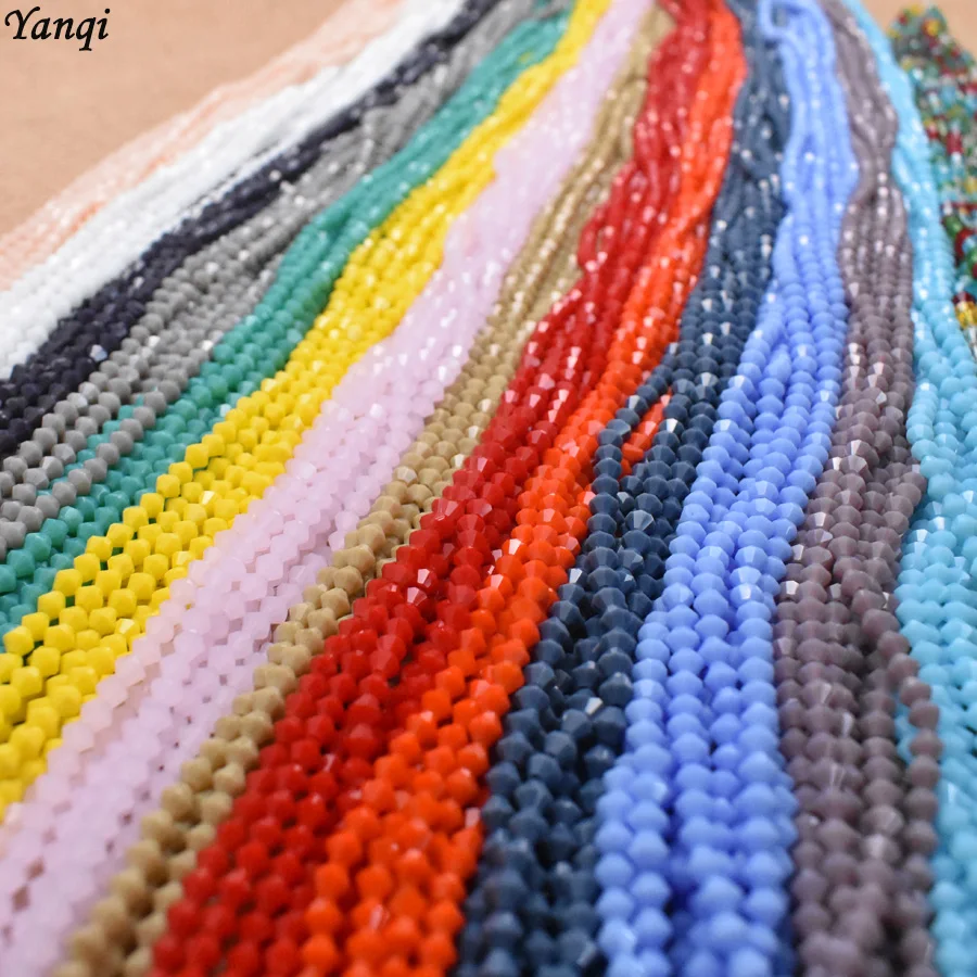 Красные 4 мм бусины из биконуса граненые хрустальные Rondell стеклянные фарфоровые