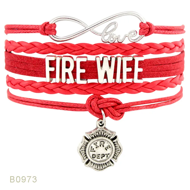 Бесконечность любовь пожарные жены мама красный черный пожарный браслеты для