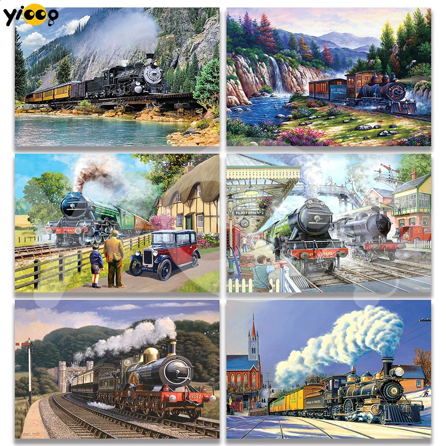 

Камни в форме ромба/круглый дрель алмазного живопись Вышивка мчащегося поезда серии Стразы мозаика вышивка крестиком декора подарок TZ40