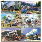 Камни в форме ромбакруглый дрель алмазного живопись Вышивка мчащегося поезда серии Стразы мозаика вышивка крестиком декора подарок TZ40