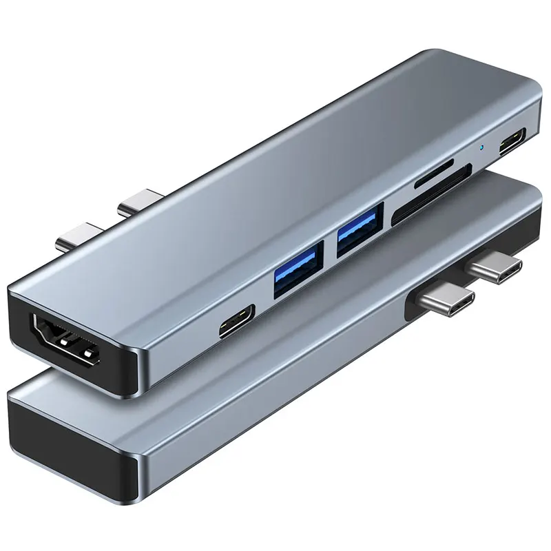 USB концентратор 7 в 1 с HDMI совместимым 4K Thunderbolt 3 док станция Type C кардридер TF SD PD 0 Для