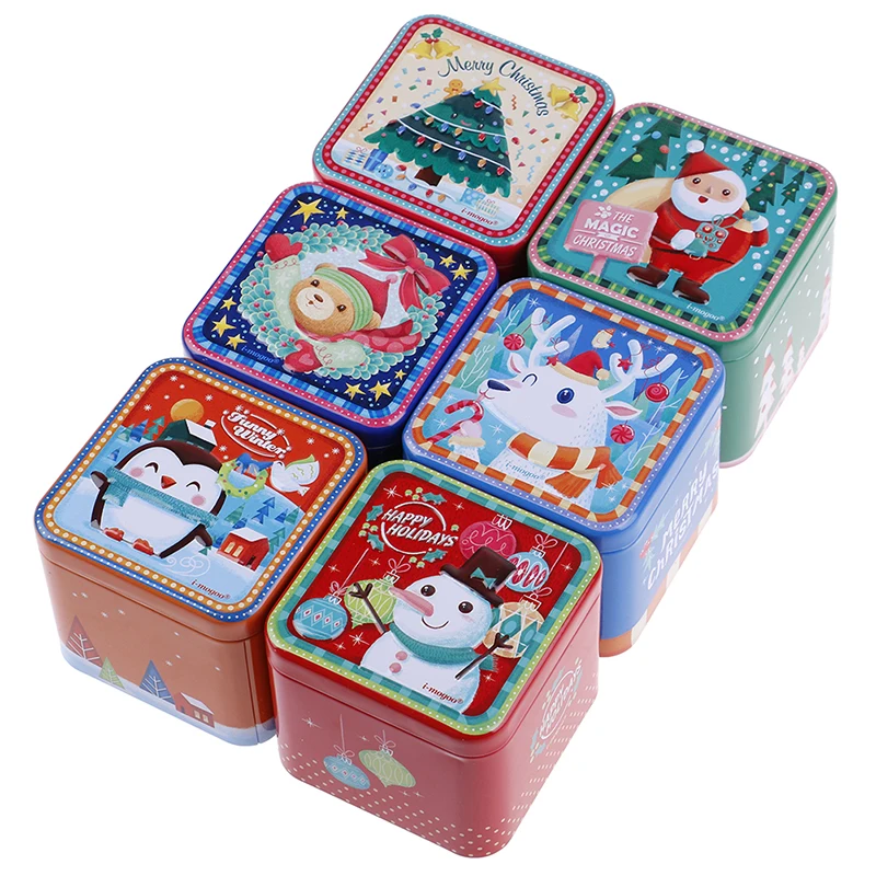 Милый Рождественский мини Подарочный пакет жестяная коробка конфеты печенье