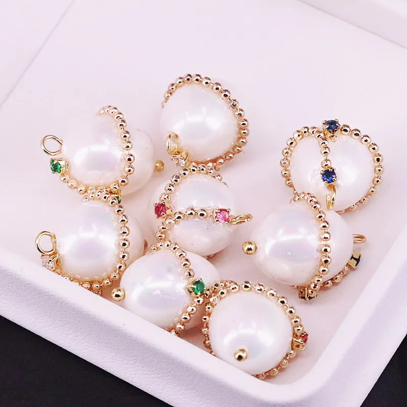 10 шт. кулон с микрозакрепкой фианита золотой в форме жемчуга и яиц ювелирные