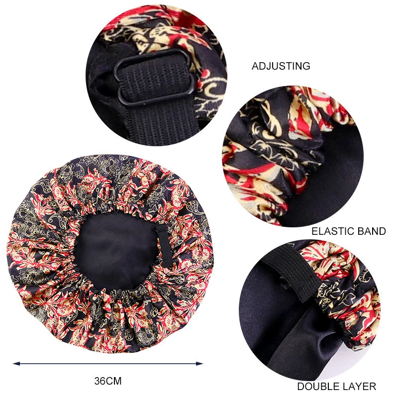 

New Satin Hair Cap For Sleeping Invisible Flat Imitation Silk Round Haircares Women Headwear Ceremony Adjusting Button Night Hat