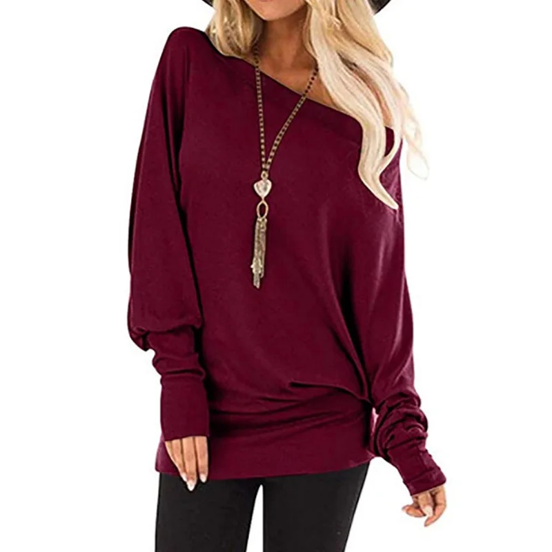 Блузка женская с открытыми плечами Повседневная Свободная рубашка-топ