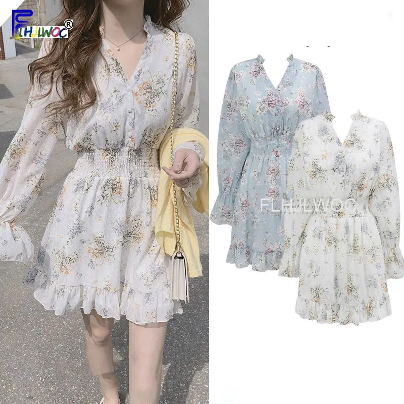 Милые мини платья вечерние с длинным рукавом корейская мода Япония