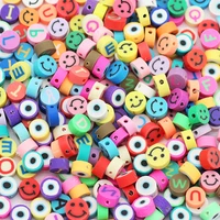 50pcs 10mm round letter smiley polymer clay spacers mix color loose beads for jewelry making diy bracelets necklace accessories