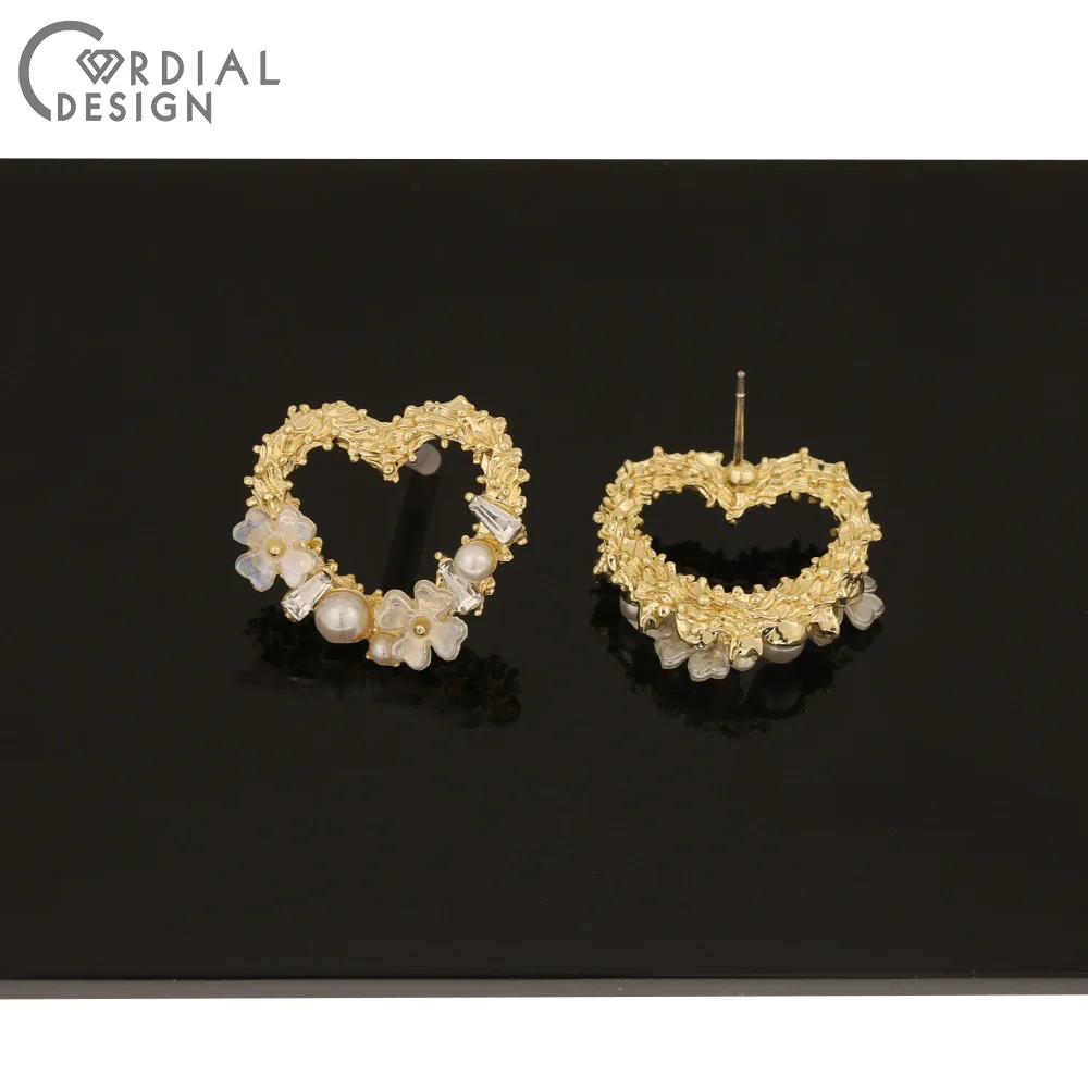 

Cordial Design 50Pcs 20*22MM Jewelry Accessories/Hand Made/Heart Shape/Imitation Pearl/DIY Making/Rhinestone Earrings Stud