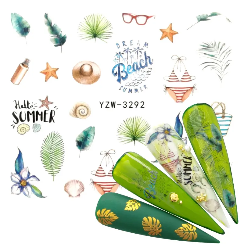 2021 Новое поступление 1 шт. дизайн ногтей Павлин животное цветок вода татуировки