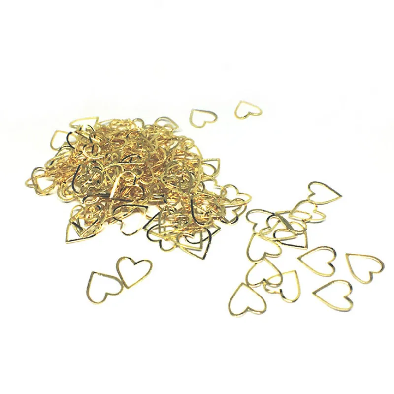 100 шт./коркор. Золотое сердце украшения для дизайна ногтей любовь полые 3d наклейки