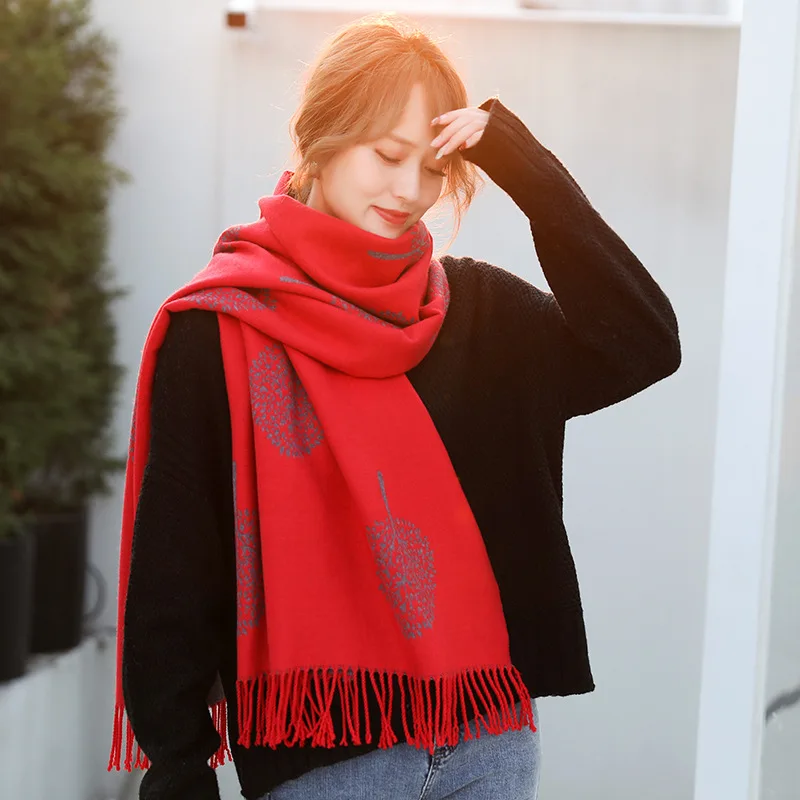 

360g Thick Luxury brand women Keep Warm Autumn Winter New Cashmere Pashmina Scarf Ladies double-side brushed shawls and wraps