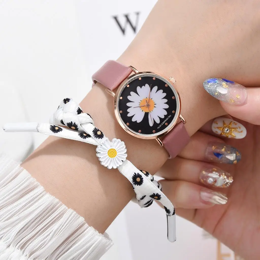

Women Fashion Daisy Watches Small Black Vintage Leather Ladies Wristwatch 2020 Simple Watch Woman Quartz Clock Drop Shipping