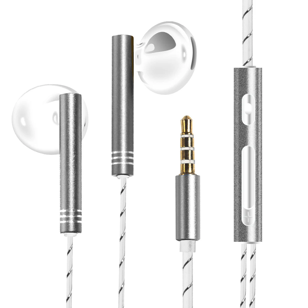 Sliver KISSCASE регулятор громкости наушники для Xiaomi huawei Android мобильный телефон провод наушники микрофон музыка наушники стерео наушники наушники headphones earphone - Цвет: Sliver
