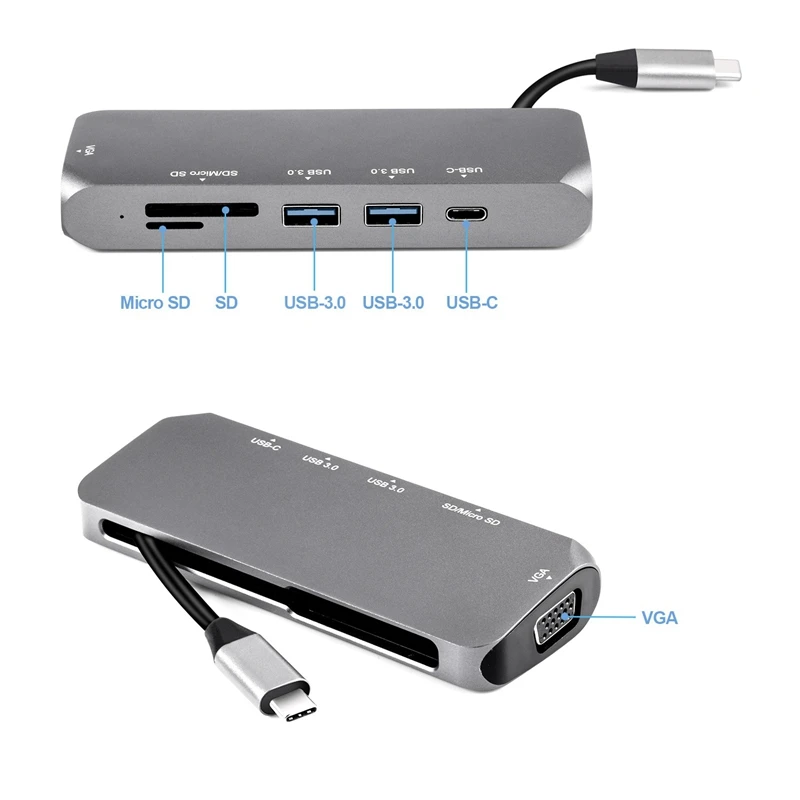 Полный тип C к Vga концентратор адаптер + Pd Usb 3 0X2 Sd/Tf конвертер для Pro/Pc/Switch/Meeting/Game |
