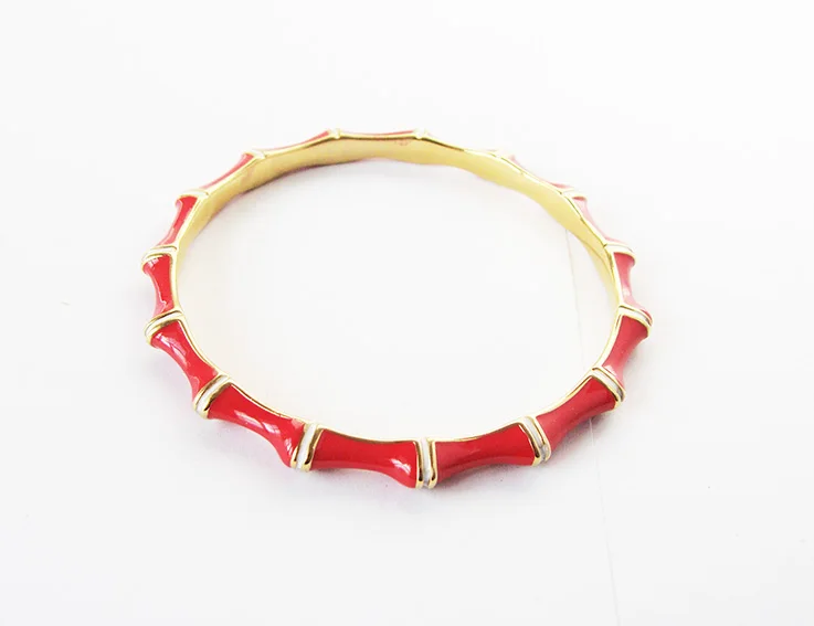 color 6 red Модные ювелирные изделия аксессуары качество Роскошный эпоксидный эмаль браслет в форме бамбука браслет - Окраска металла: color 6 red