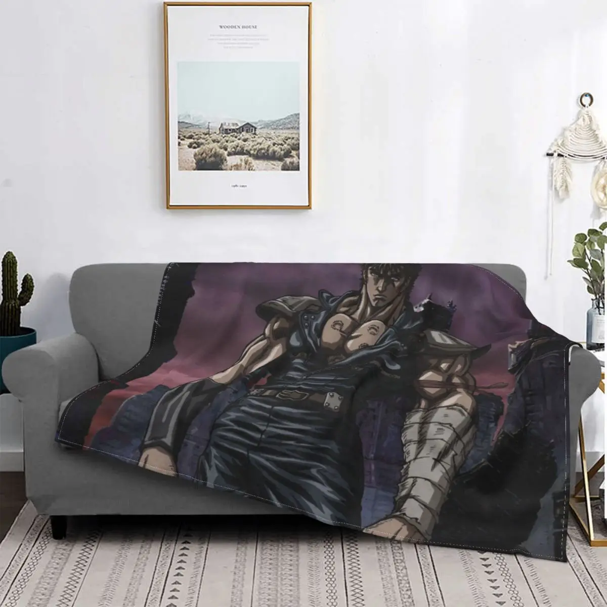 

Fist of The North Star Raoh Inspirational Anime Blanket Flannel Spring Autumn Strong Warm Throws For Winter Bedding