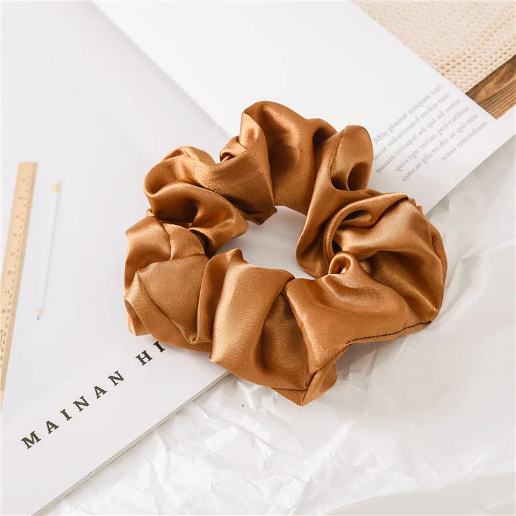deep brown scrunchie Модные женские резинки для волос, эластичные веревки для волос, чистый цвет, спортивный танцевальный женский хвостик, резинка для волос для девочек, эластичные резинки для волос - Цвет: deep brown scrunchie