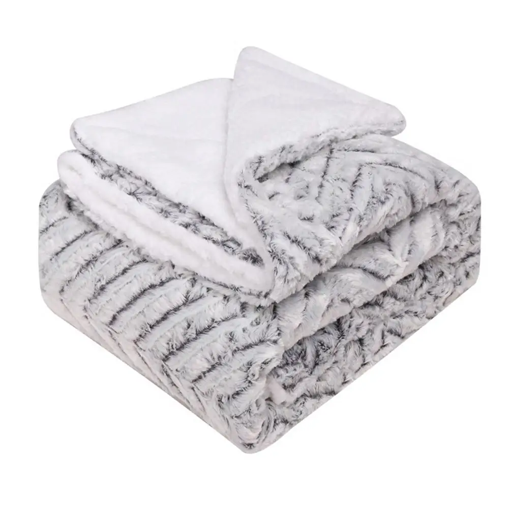 

Double Layer Thick Sheep Wool Blanket Thickened Warm Soft Blanket For Winter Faux Fur Plush Back Printed Tie-dye Brushed PV Fl