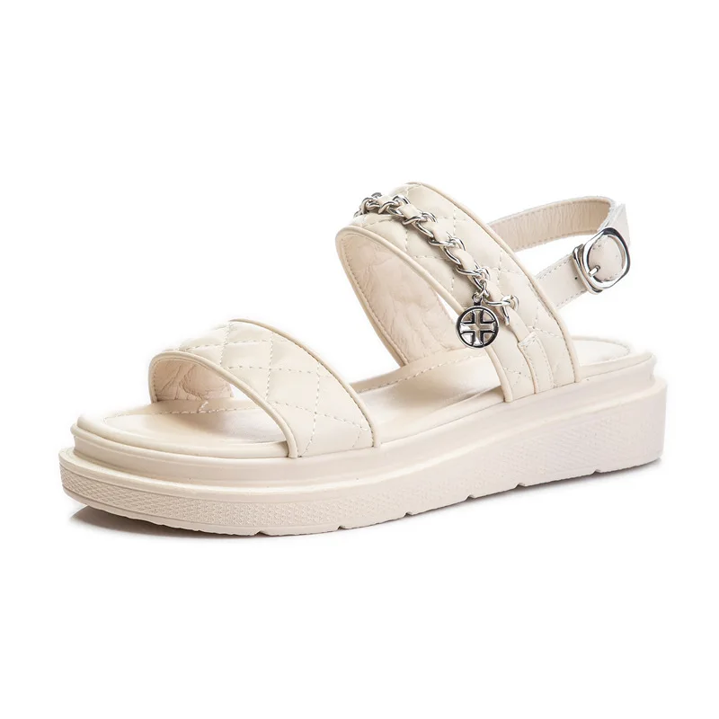 

Leather sandals women's buckle 2021 new summer fairy fish mouth all kinds of fashionable women's shoes casual flat shoes women