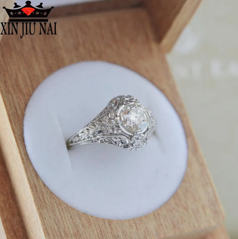 

Exquisite Rhod Hollow-out Design Leaf Natural Women/Ladies Ring Claw Insert Shining Zircon Top Jewelry Party Fashion Gift